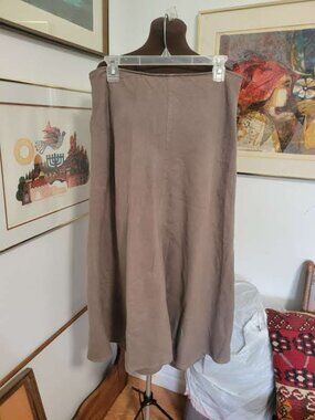 Eileen Fisher Light Brown Linen Flared Aline Skirt S